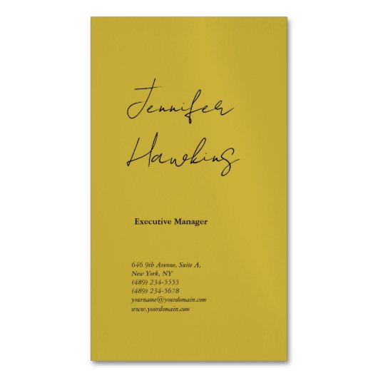 Verticaal gouden kleurenhandschrift magnetisch visitekaartje (Voorkant Verticaal)