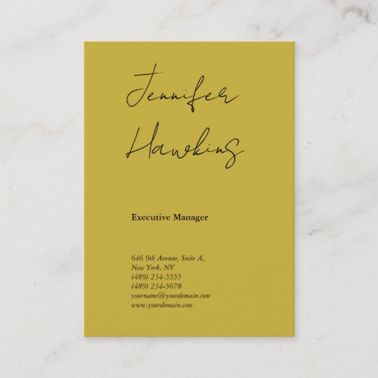 Verticaal gouden kleurenhandschrift visitekaartje (Voorkant)