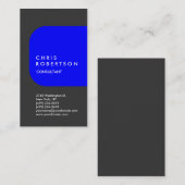 Verticaal grijs blauw stijlvol modern design visitekaartje (Voorkant / Achterkant)