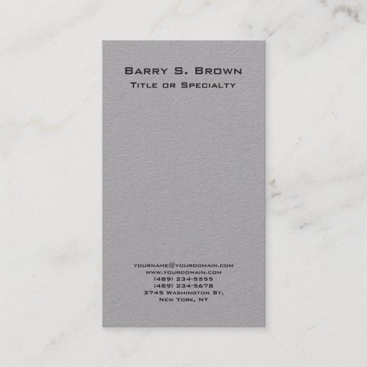 Verticaal Grijs Eenvoudig Duidelijk Minimalist Visitekaartje (Voorkant)