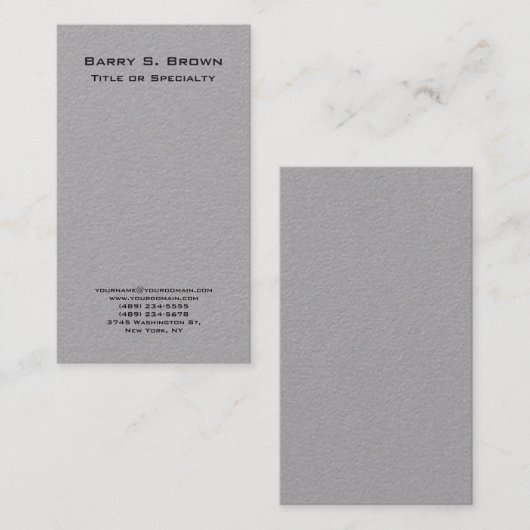 Verticaal Grijs Eenvoudig Duidelijk Minimalist Visitekaartje (Voorkant / Achterkant)