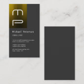 Verticaal grijs Geel Monogram Visitekaartje (Voorkant / Achterkant)