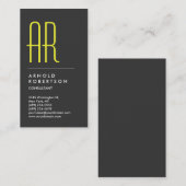 Verticaal grijs Geel Monogram Visitekaartje (Voorkant / Achterkant)