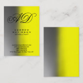 Verticaal grijs Geel Monogram Visitekaartje (Voorkant / Achterkant)