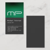 Verticaal grijs groen stripe monogram Visitekaartj Visitekaartje (Voorkant / Achterkant)