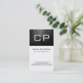 Verticaal grijs leder White Monogram Visitekaartje (Staand voorkant)