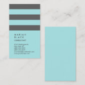 Verticaal grijs licht Turquoise Blue Striped Trend Visitekaartje (Voorkant / Achterkant)