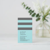 Verticaal grijs licht Turquoise Blue Striped Trend Visitekaartje (Staand voorkant)