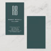 Verticaal grijs modern monogram Visitekaartje (Voorkant / Achterkant)