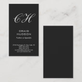 Verticaal grijs monogram professioneel Visitekaart Visitekaartje (Voorkant / Achterkant)