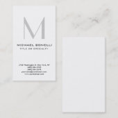 Verticaal grijs monogram rendy Visitekaartje (Voorkant / Achterkant)