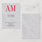 Verticaal grijs monogram visitekaartje (Voorkant / Achterkant)