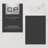 Verticaal grijs monogram Visitekaartje (Voorkant / Achterkant)