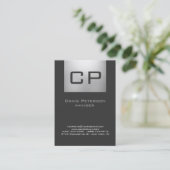 Verticaal grijs monogram Visitekaartje (Staand voorkant)