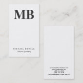 Verticaal grijs Monogram Wit schoon Visitekaartje (Voorkant / Achterkant)