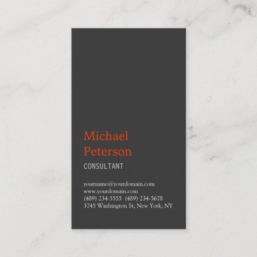 Verticaal grijs Oranje consultant Visitekaartje (Voorkant)