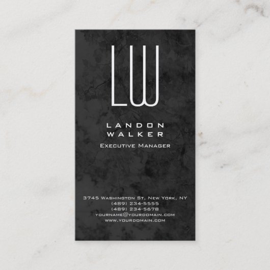 Verticaal grijs patroon professioneel modern monog visitekaartje (Voorkant)