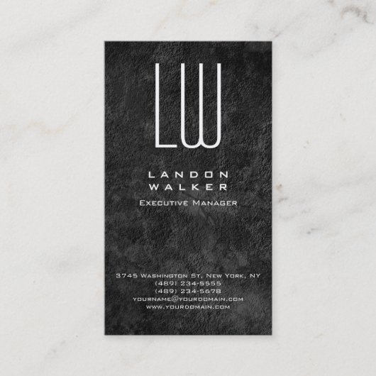 Verticaal grijs professioneel eenvoudig modern mon visitekaartje (Voorkant)