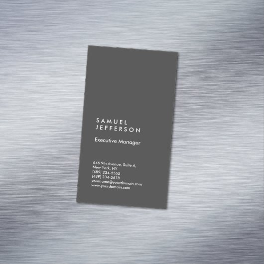 Verticaal grijs professionele vlakte modern stijlv magnetisch visitekaartje (Voorbeeld)