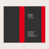 Verticaal grijs rode streep legant maag visitekaartje (Buitenkant ongevouwen)