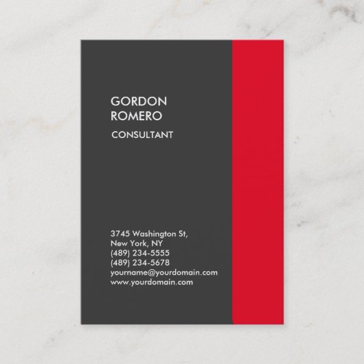 Verticaal grijs rode streep legant maag visitekaartje (Voorkant)