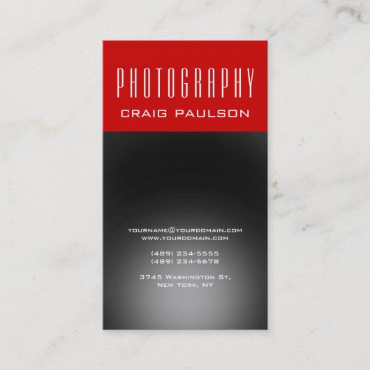 Verticaal grijs rood fotografie artistiek Visiteka Visitekaartje (Voorkant)