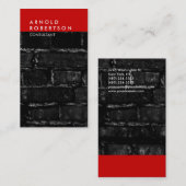 Verticaal Grijs Rood Muurbaksteen Trendy Visitekaa Visitekaartje (Voorkant / Achterkant)