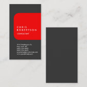 Verticaal grijs rood stijlvol modern design visitekaartje (Voorkant / Achterkant)