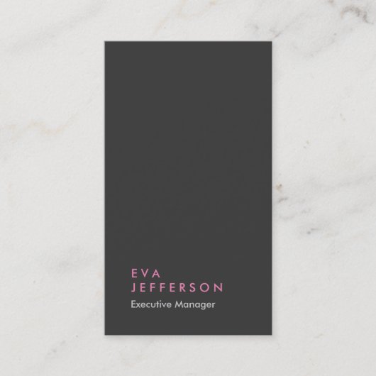 Verticaal grijs roze girly professionele vlakte visitekaartje (Voorkant)