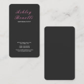 Verticaal grijs Roze Klassiek Feminine Stijlvol Visitekaartje (Voorkant / Achterkant)