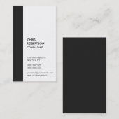 Verticaal grijs Stripe White Consultant Visitekaartje (Voorkant / Achterkant)