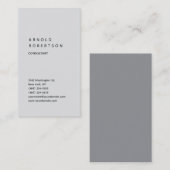 Verticaal grijs trendy consultant minimalistisch visitekaartje (Voorkant / Achterkant)