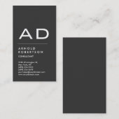 Verticaal grijs trendy monogram Visitekaartje (Voorkant / Achterkant)