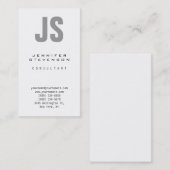 Verticaal grijs wit monogram Visitekaartje (Voorkant / Achterkant)