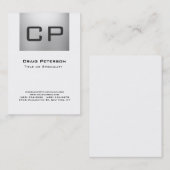 Verticaal grijs wit monogram Visitekaartje (Voorkant / Achterkant)