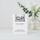 Verticaal grijs wit monogram Visitekaartje (Staand voorkant)