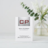 Verticaal grijs wit rood monogram Visitekaartje (Staand voorkant)