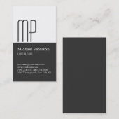 Verticaal grijs wit streep monogram Visitekaartje (Voorkant / Achterkant)