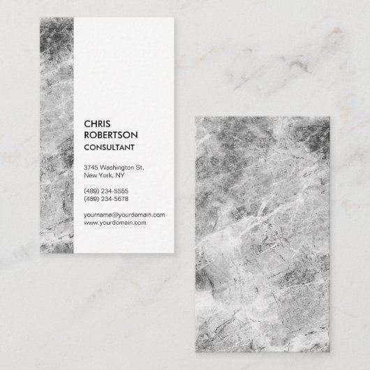 Verticaal grijs Witte Minimale Moderne Visitekaartje (Voorkant / Achterkant)