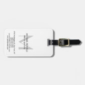 Verticaal grijs zwart monogram wit bagagelabel (Voorkant horizontaal)