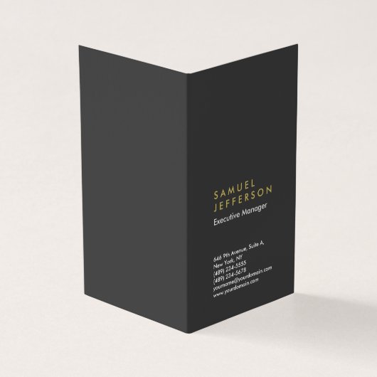Verticaal grijs zwart professionele vlakte modern visitekaartje (Buitenkant)