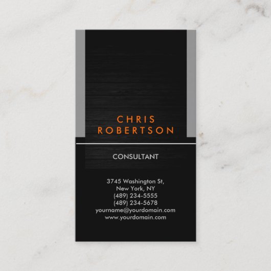 Verticaal grijs zwart streep Oranje Visitekaartje (Voorkant)