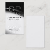 Verticaal grijs zwart-wit monogram Visitekaartje (Voorkant / Achterkant)