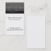 Verticaal grijs zwart-wit monogram Visitekaartje (Voorkant / Achterkant)