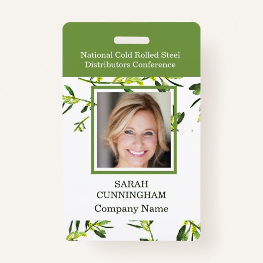 Verticaal groen gebladerte Foto ID-badge Badge (Voorkant)
