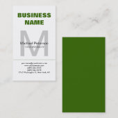 Verticaal groen grijs monogram Visitekaartje (Voorkant / Achterkant)