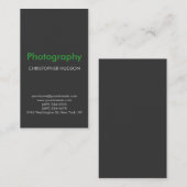 Verticaal groen grijs Visitekaartje voor fotografi (Voorkant / Achterkant)