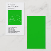 Verticaal groen wit monogram Visitekaartje (Voorkant / Achterkant)