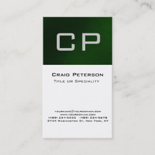 Verticaal groen zwart wit monogram Visitekaartje