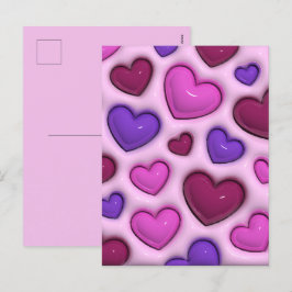 Verticaal hart Briefkaart met 3D glanzende harten